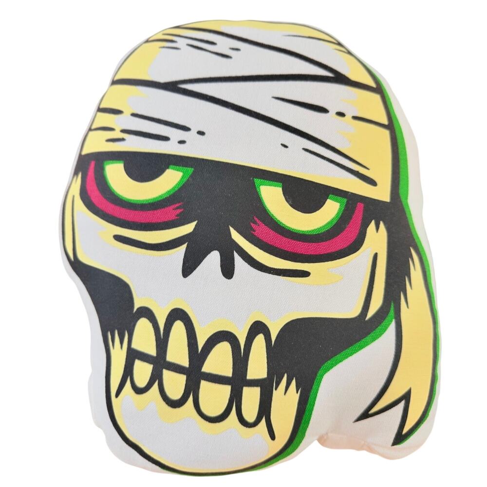 Hyde & Eek Glow in the Dark Mummy Skull Throw Pillow Halloween 14x11 NWOT